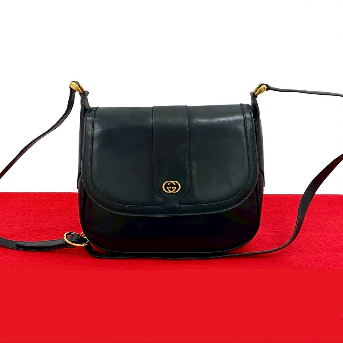 Gucci Calfskin Navy Shoulder Bag