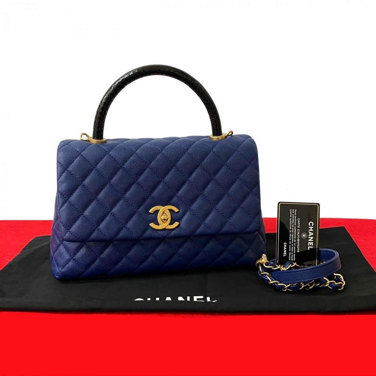 Chanel Matt caviar skin Matrasse Blue Shoulder Bag
