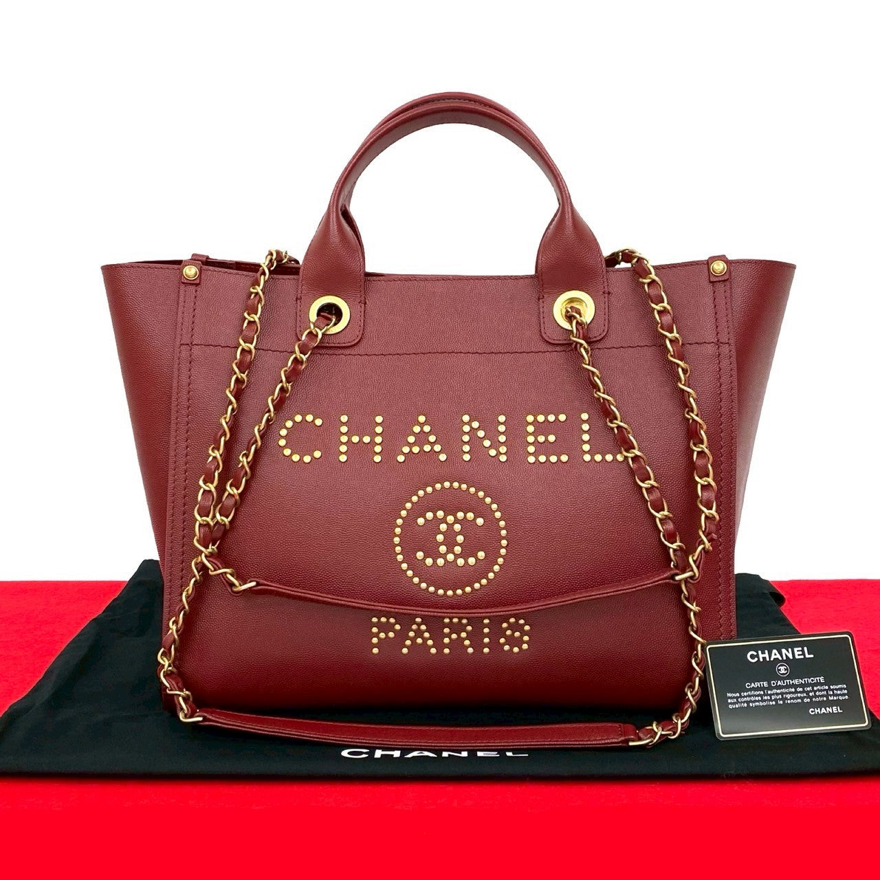 Chanel Matt caviar skin Deauville Red Shoulder Bag