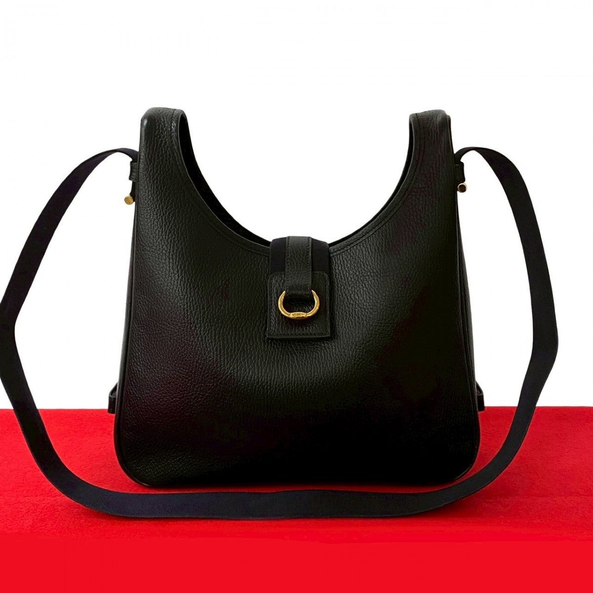 Hermes Shoulder Bag Sako Leather Black
