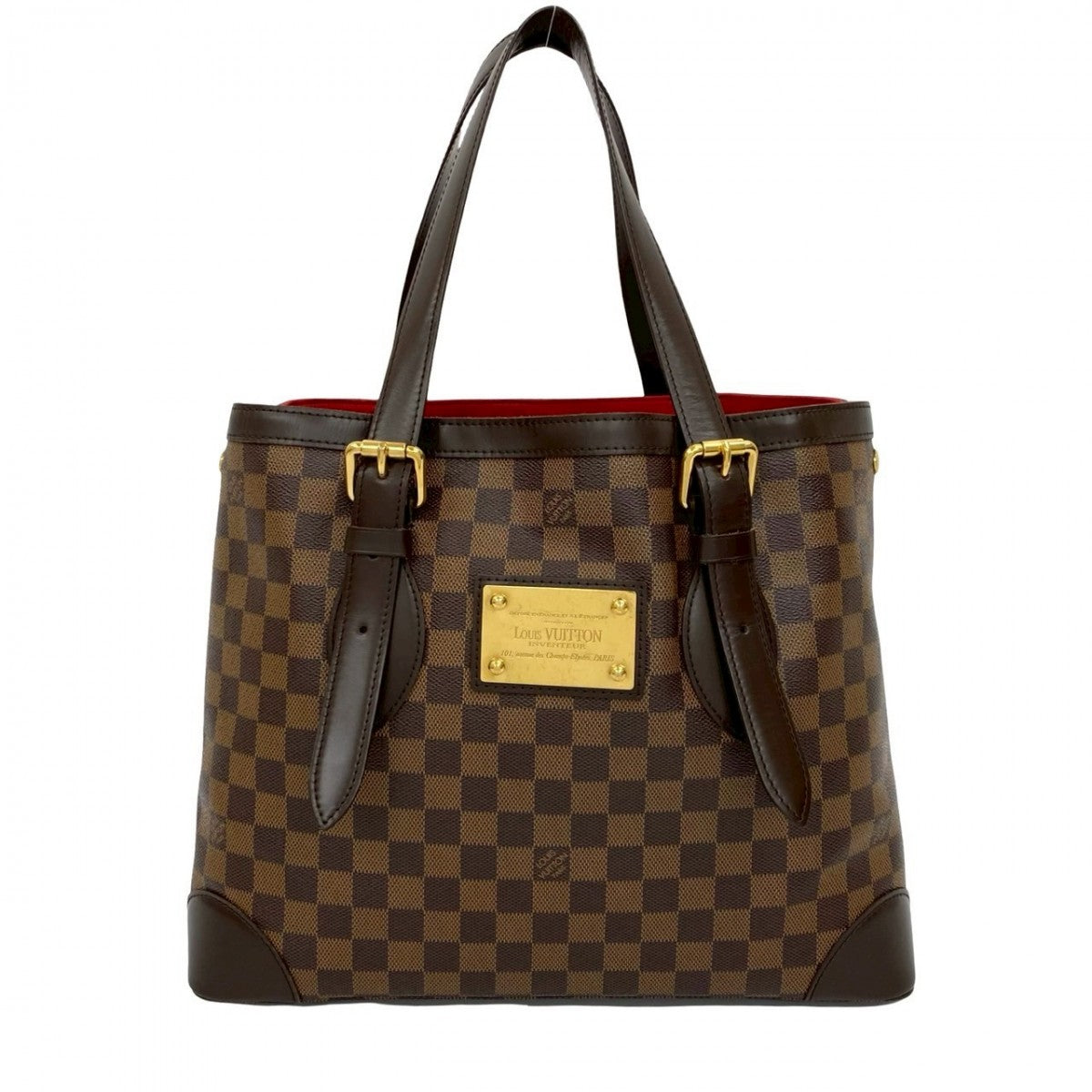 Louis Vuitton Damier Hamstead MM Leather Brown Tote Bag