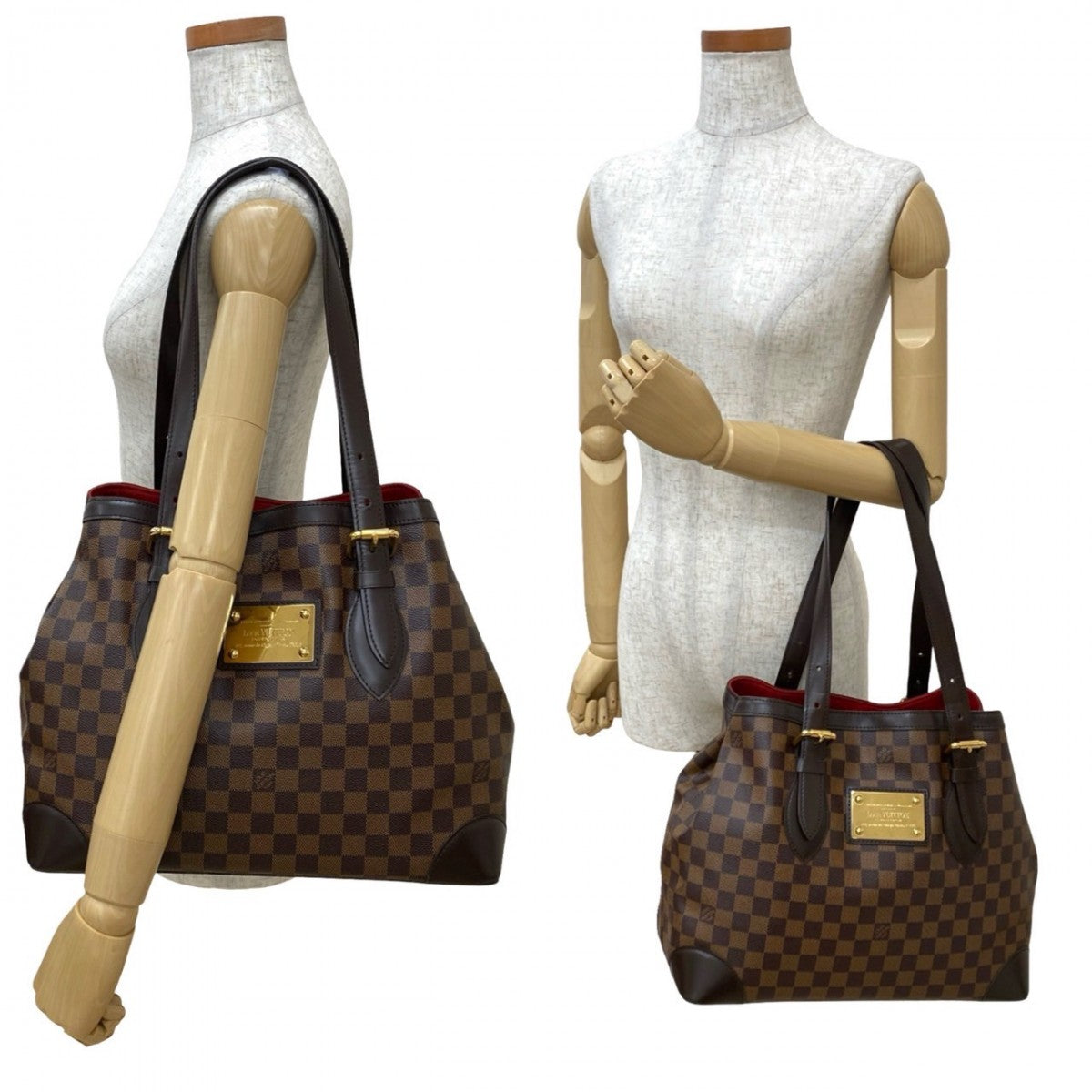 Louis Vuitton Damier Hamstead MM Leather Brown Tote Bag
