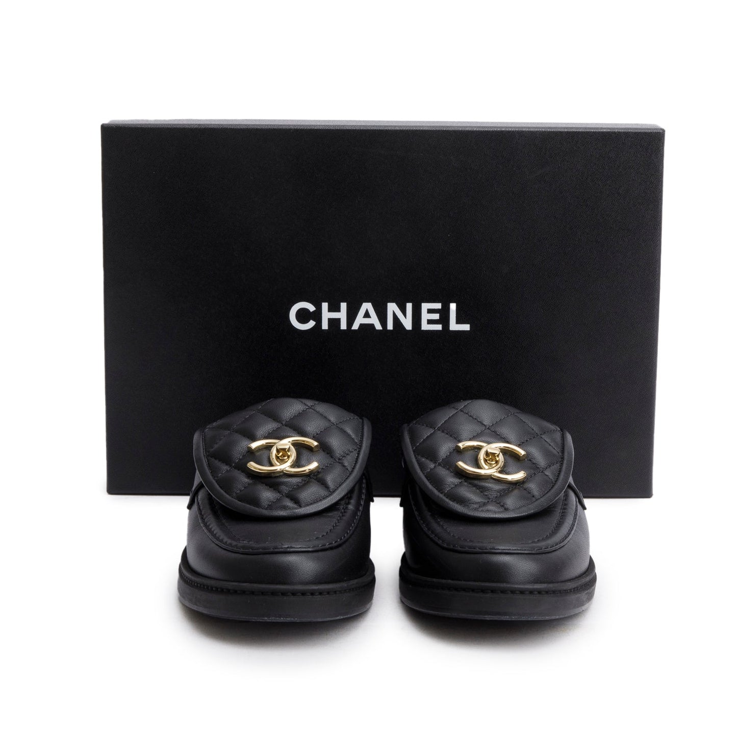 Chanel Quilted CC Logo Mule Leather Black Shoes