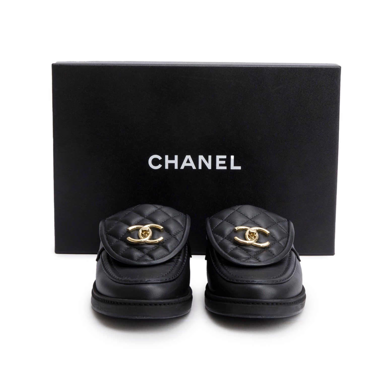 Chanel Quilted CC Logo Mule Leather Black Shoes