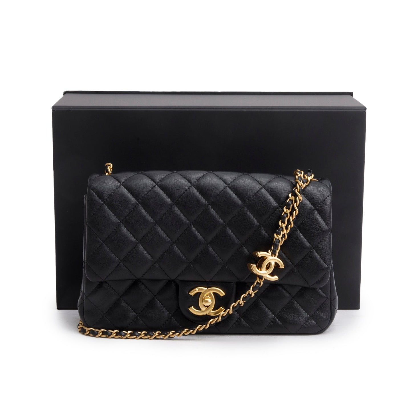Chanel Classic Flap Lambskin Black Travel Bag