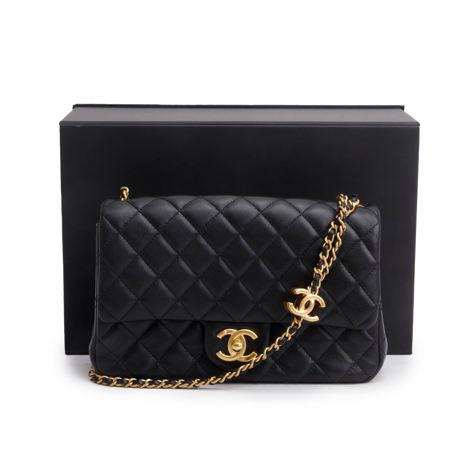 Chanel Classic Flap Lambskin Black Travel Bag