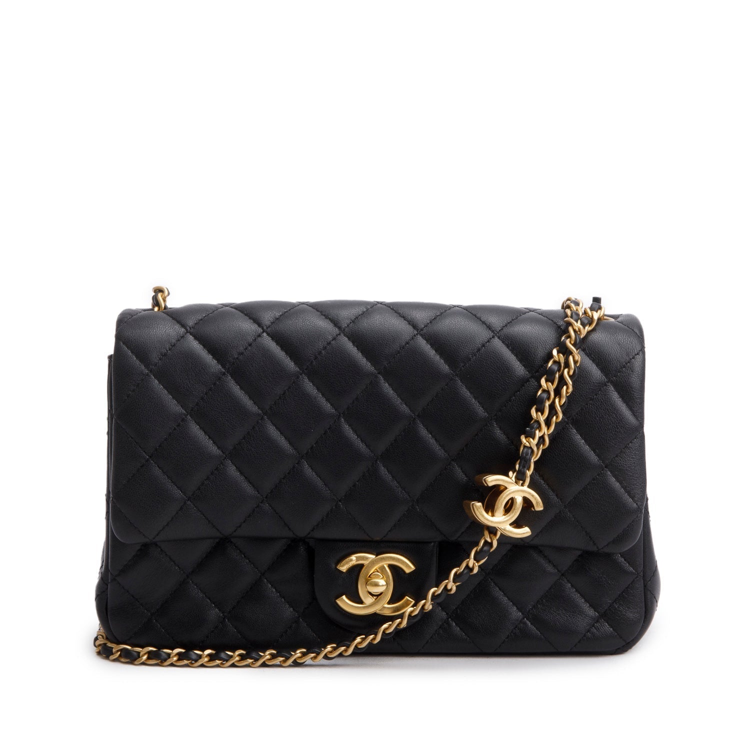 Chanel Classic Flap Lambskin Black Travel Bag
