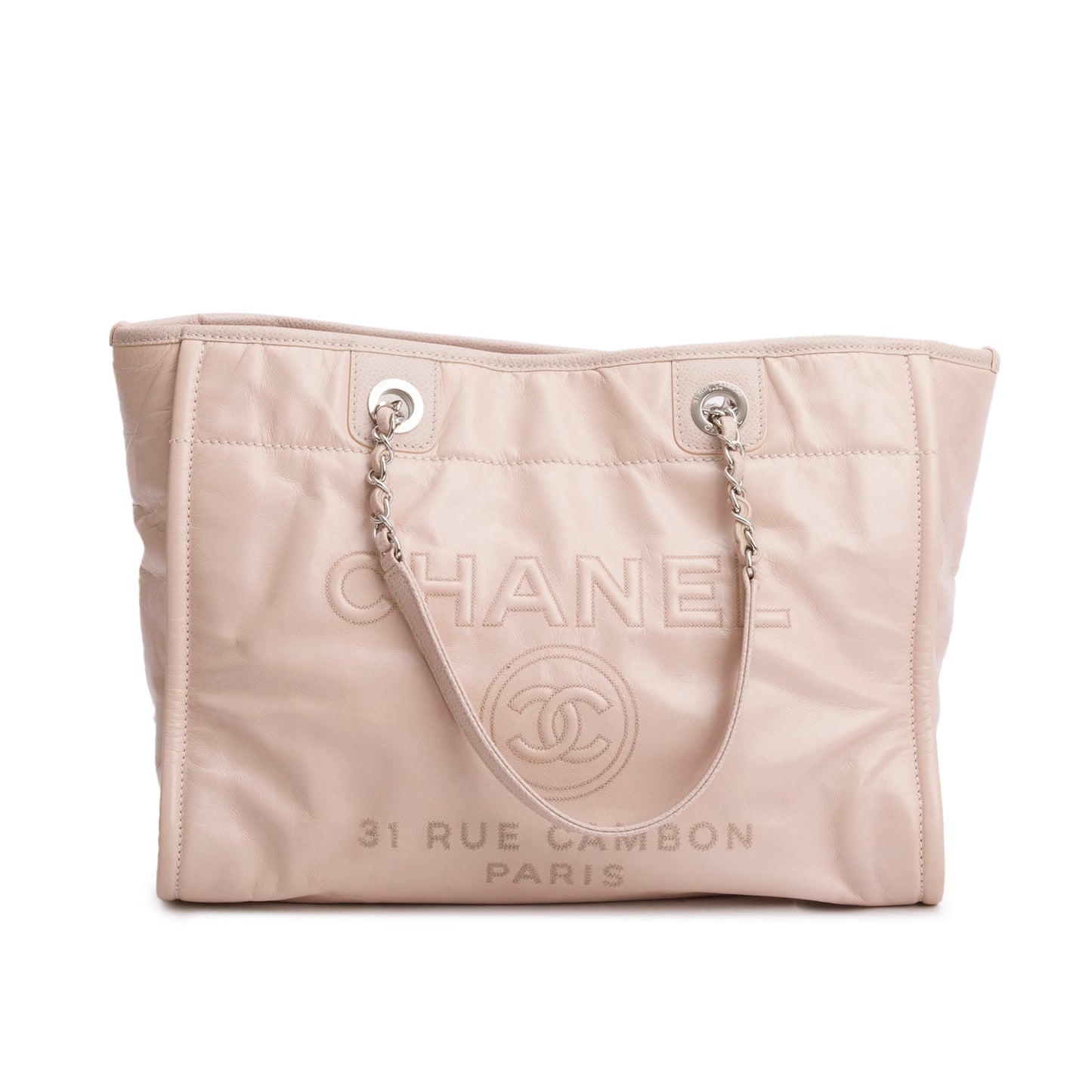 Chanel Glazed Deauville Calfskin Pink Travel Bag
