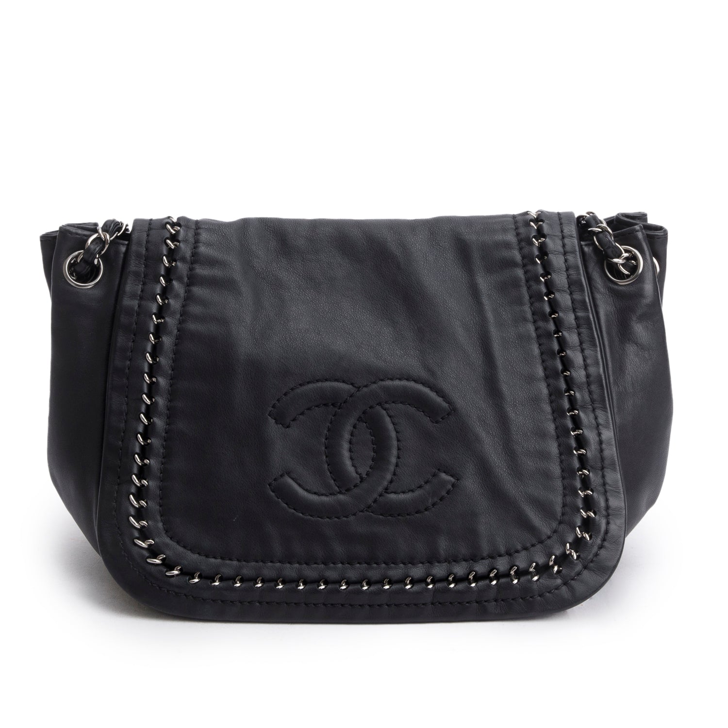 Chanel Luxe Ligne Accordion Flap Lambskin Black Travel Bag