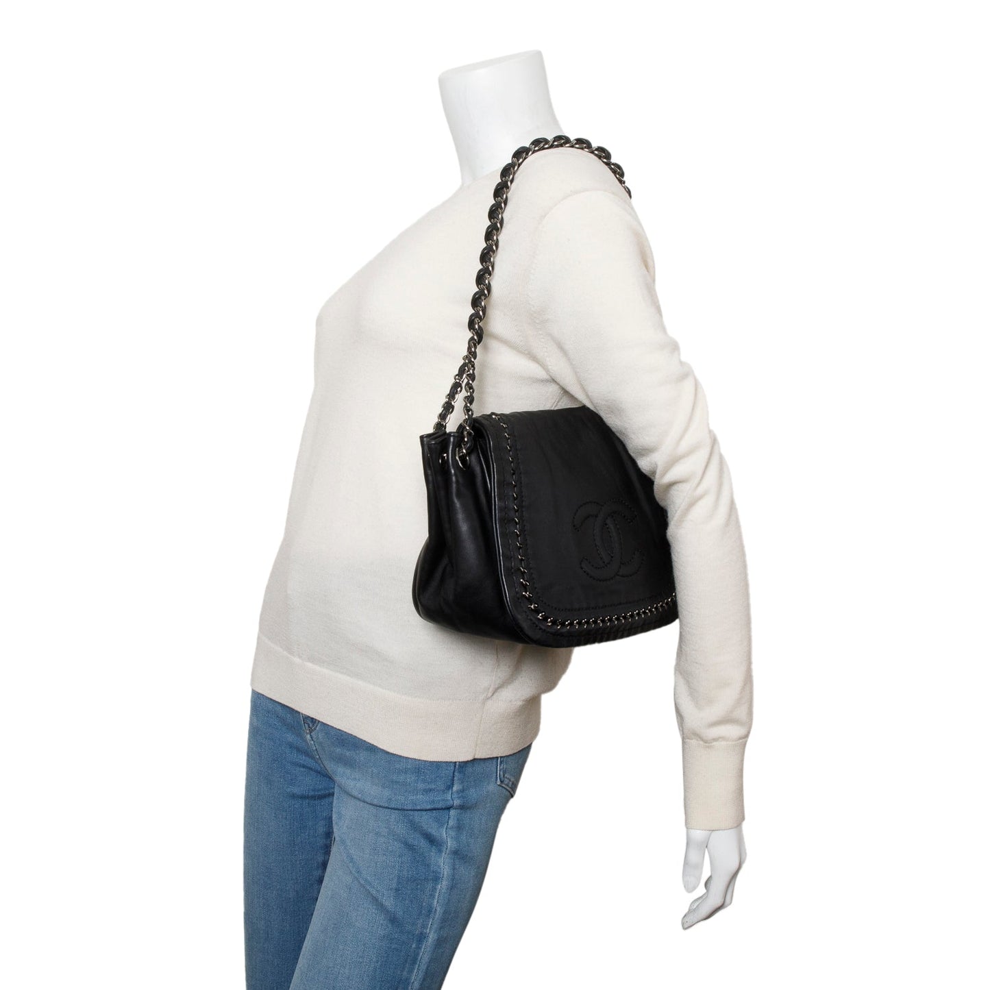 Chanel Luxe Ligne Accordion Flap Lambskin Black Travel Bag