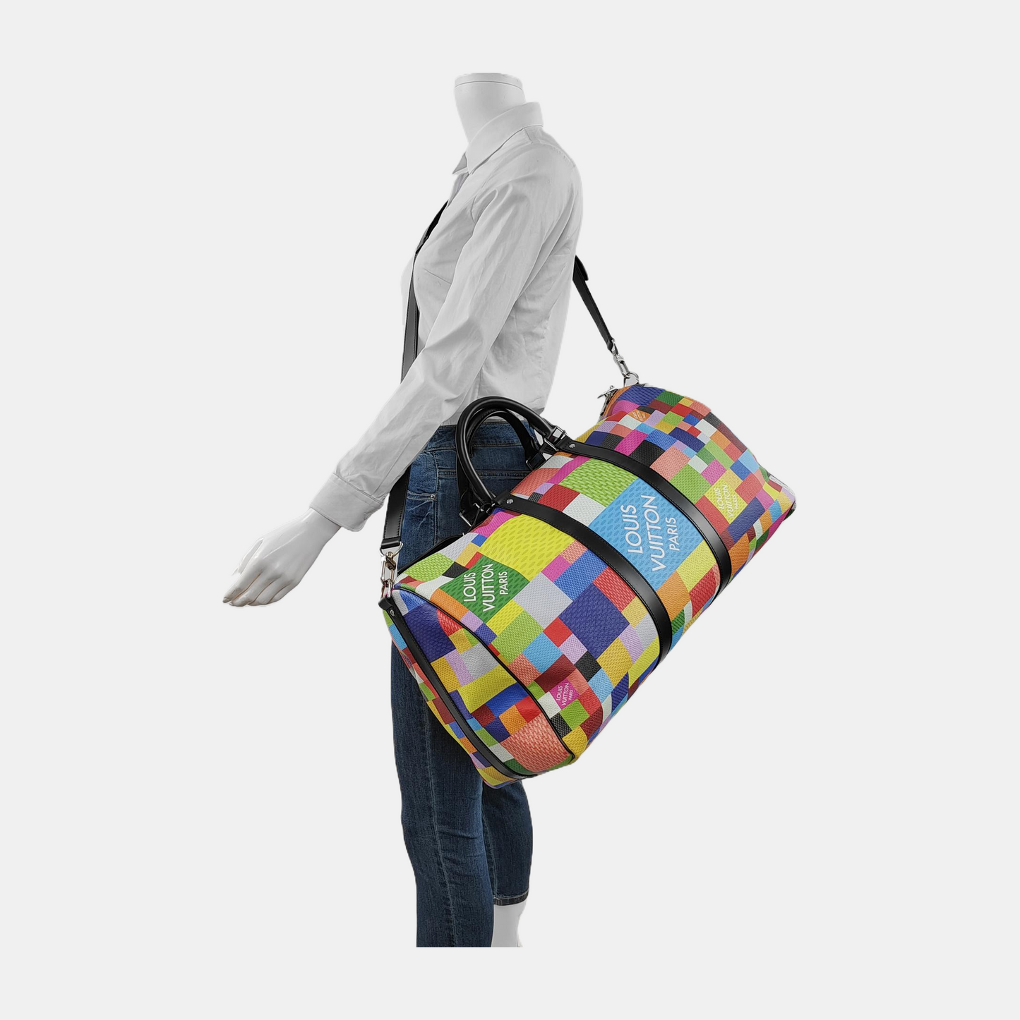Louis Vuitton Keepall Bandouliere 50 Graphite 3D Damier Multicolor Travel Bag