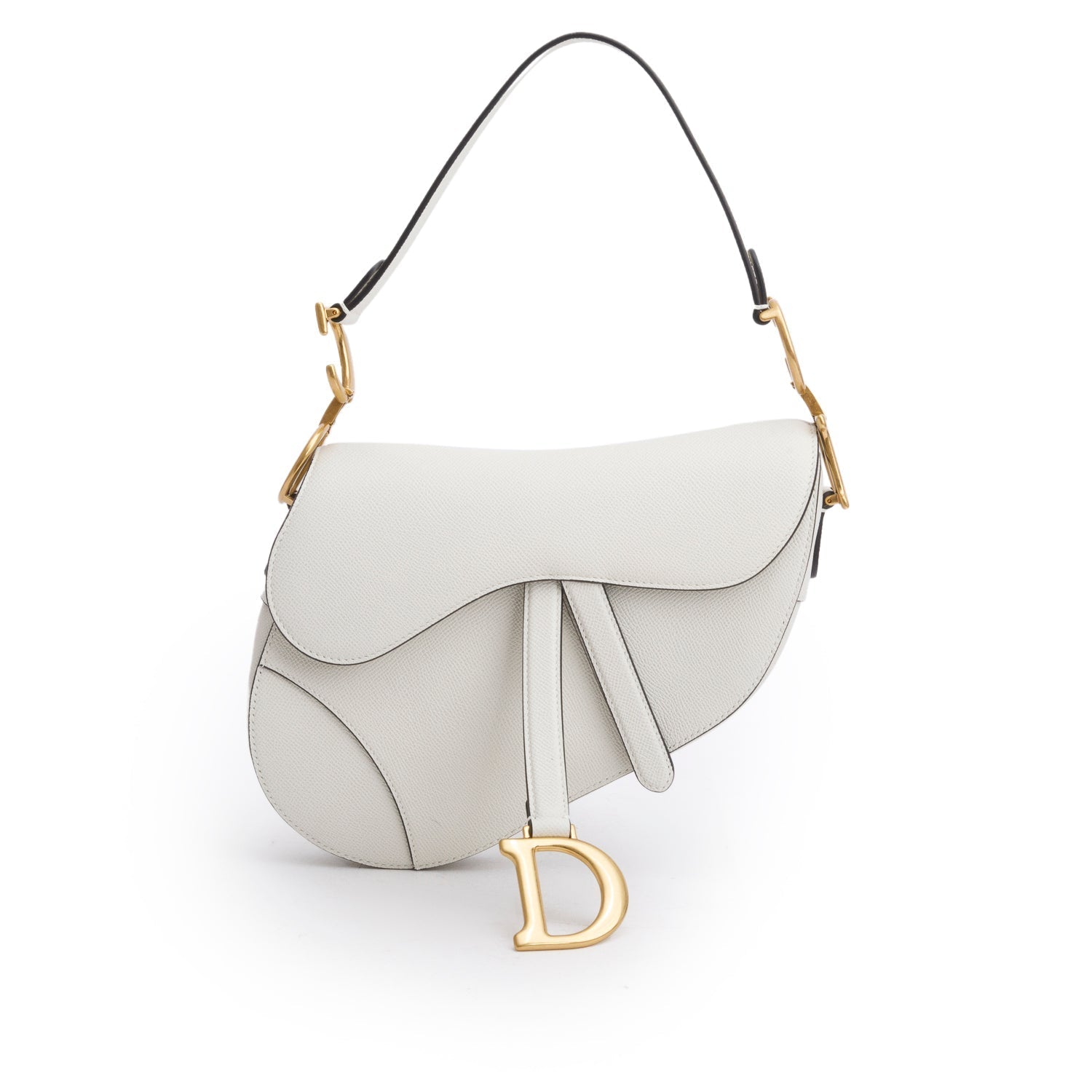 Dior Christian Grained Calfskin Saddle Bag Cream Travel Bag