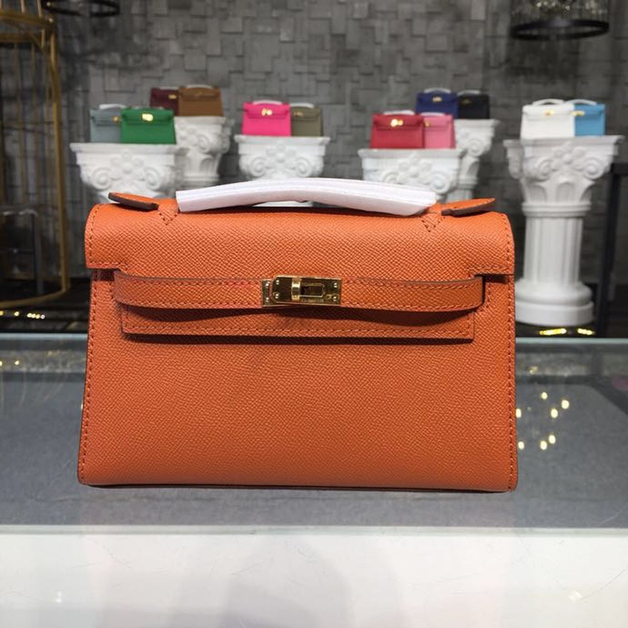 Top Quality Kelly Kp Pochette Orange For Gold Mini Travel Bag