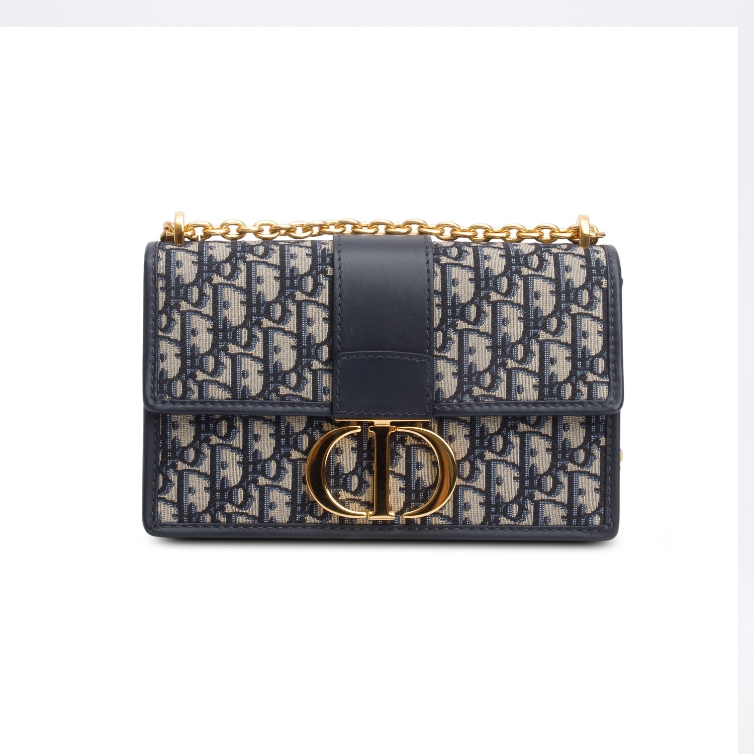Dior Christian Oblique Montaigne Bag Blue Chain Travel Bag
