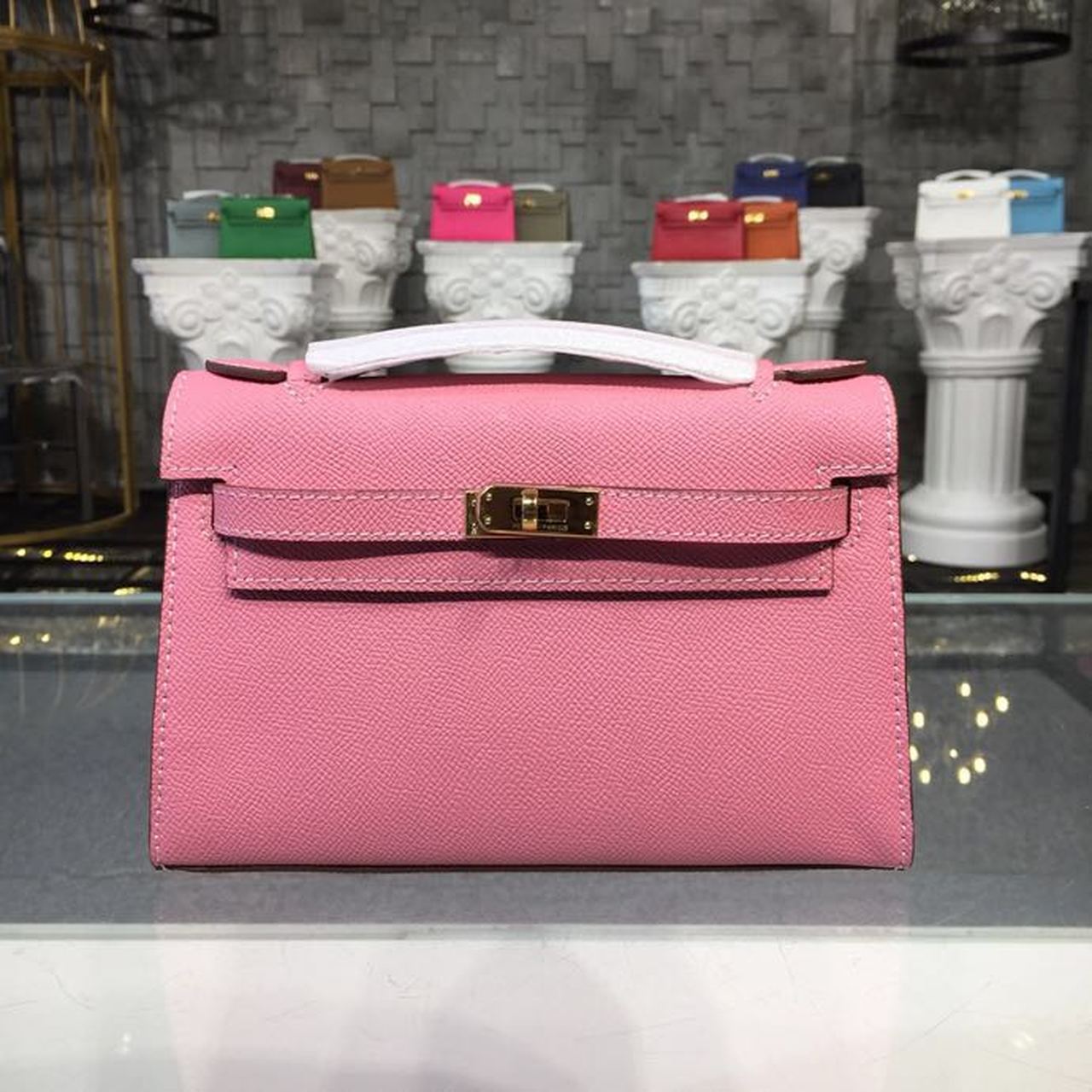 Top Quality Kelly Kp Pochette For Women Pink Gold Travel Bag