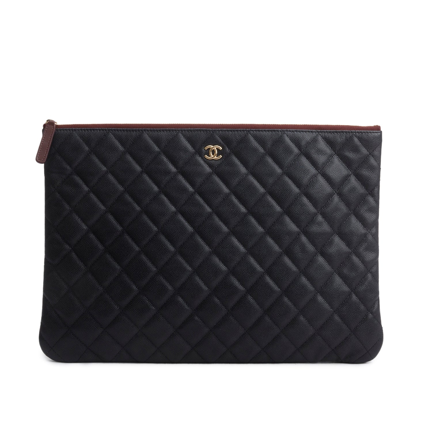 Chanel Quilted Caviar O Leather Black Travel Bag 6