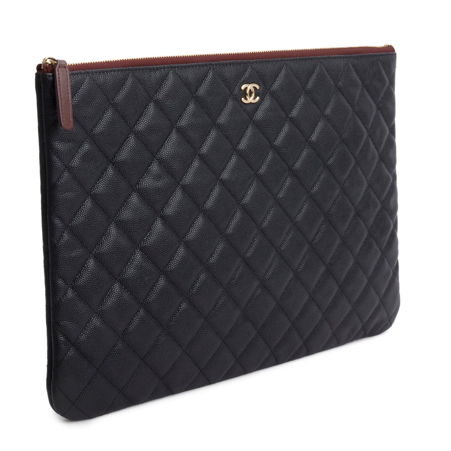 Chanel Quilted Caviar O Leather Black Travel Bag 6