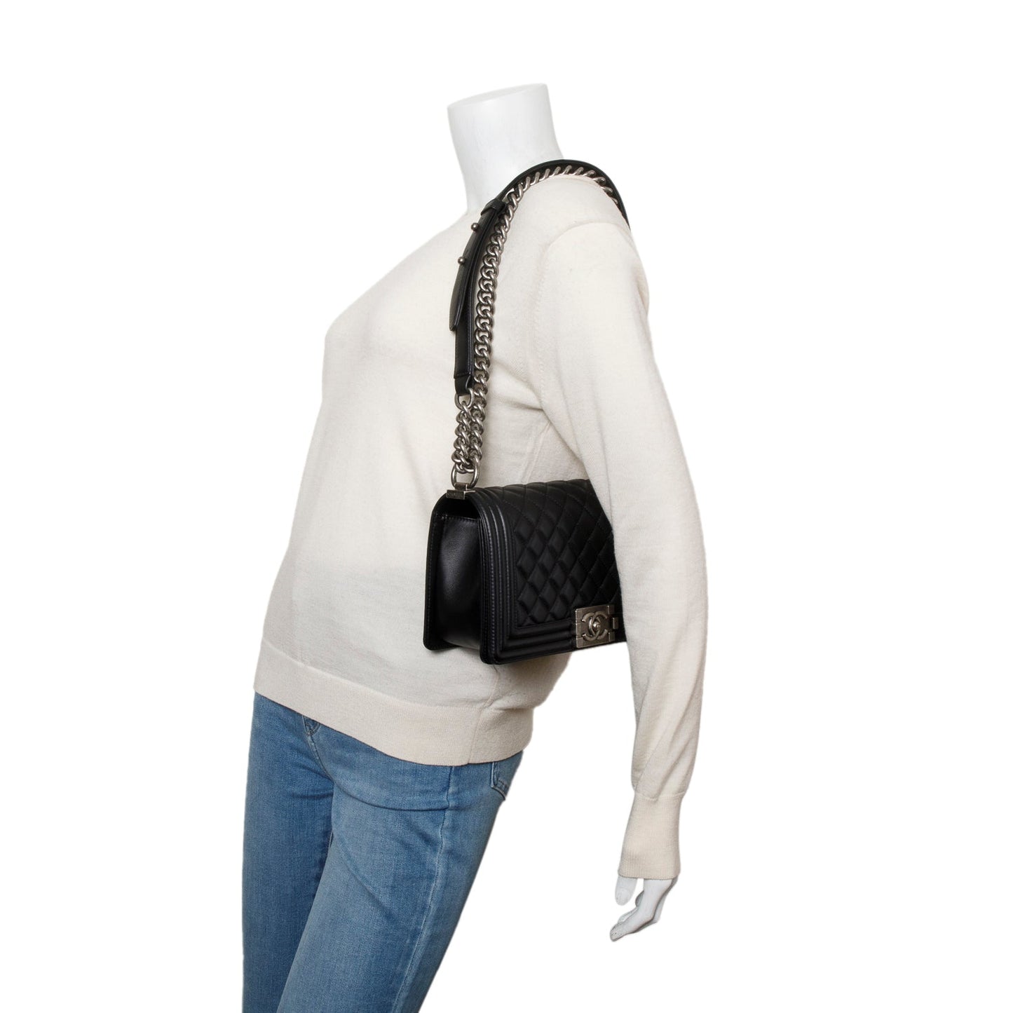 Chanel Quilted Boy Leather Lambskin Black Travel Bag 10