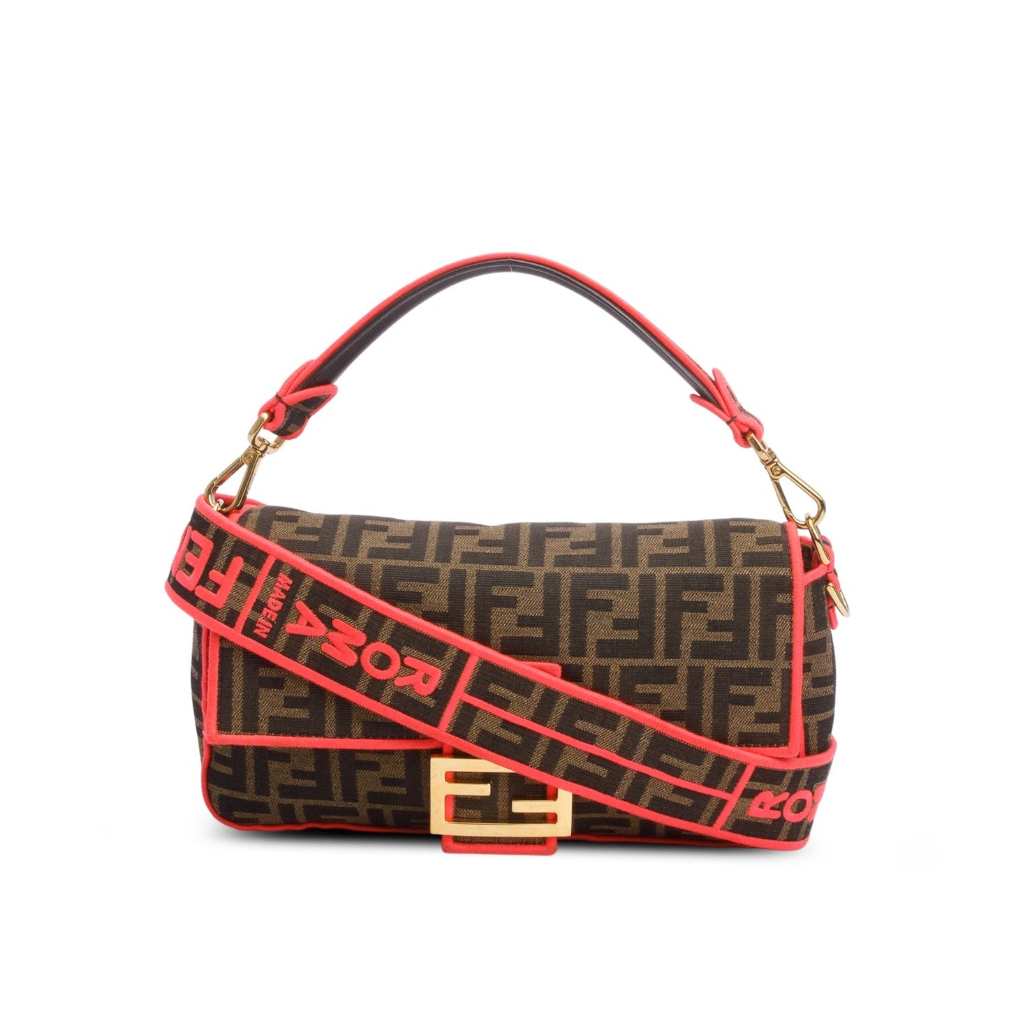 Fendi Zucca Jacquard Ff Neon Baguette Travel Bag