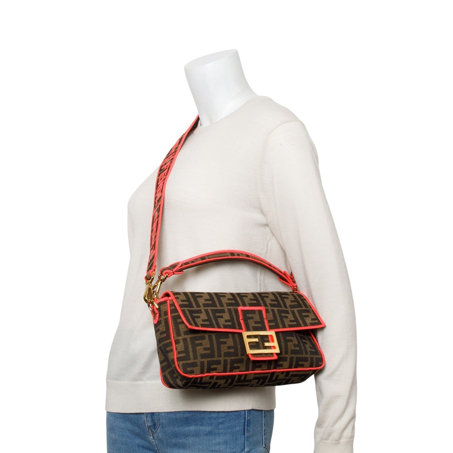 Fendi Zucca Jacquard Ff Neon Baguette Travel Bag