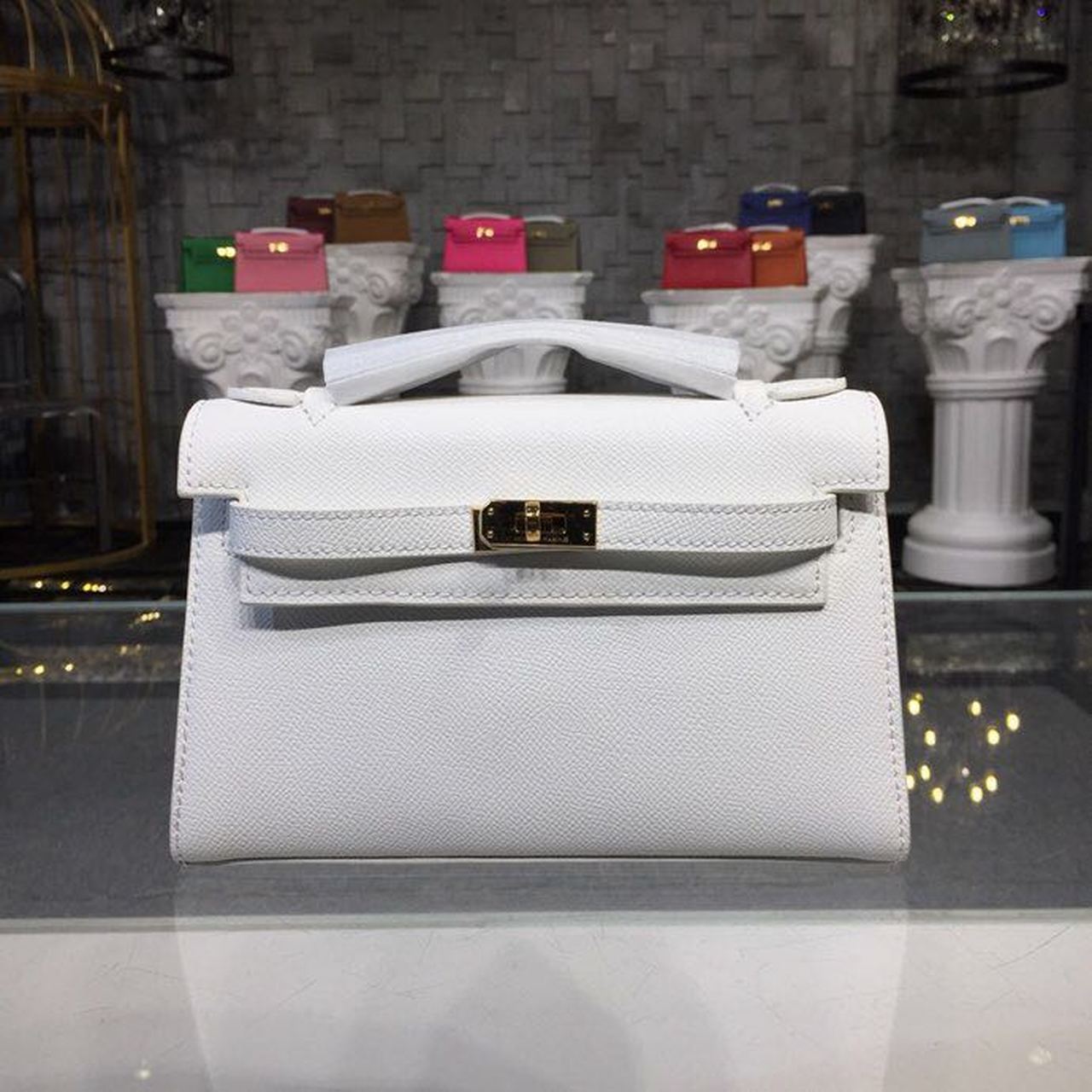 Top Quality Kelly Kp Pochette For Women White Gold Travel Bag