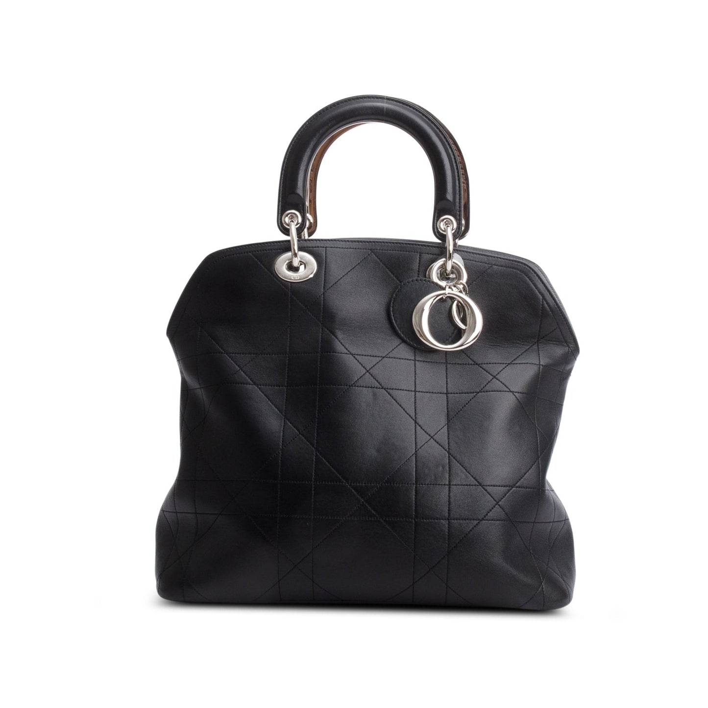Dior Christian Lambskin Cannage Granville Tote Handbag Black Medium Tote Bag