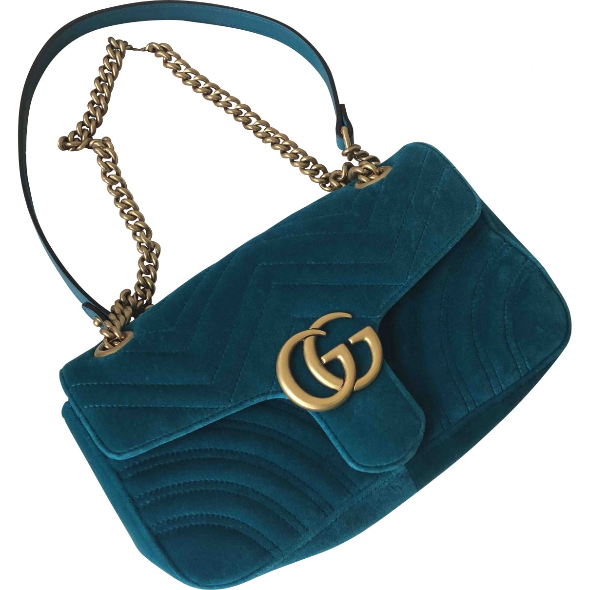 Gucci marmont blue velvet handbag