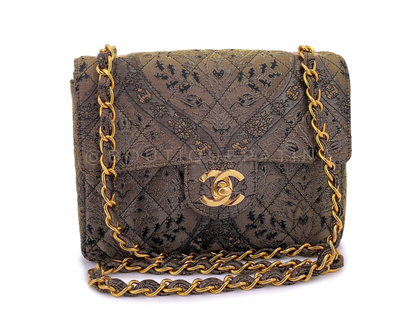 Chanel Bronze Brocade Square Mini Flap Bag 24K Ghw