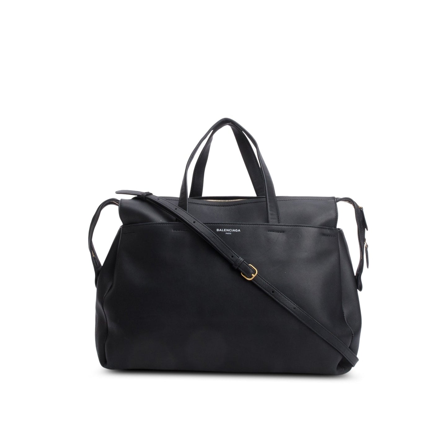 Balenciaga Lambskin Portfolio Sac Handle Bag Black Travel Bag