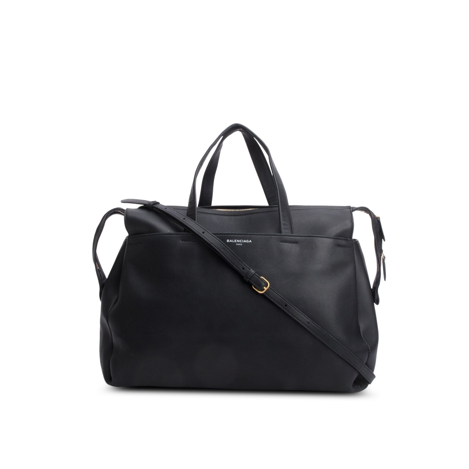 Balenciaga Lambskin Portfolio Sac Handle Bag Black Travel Bag