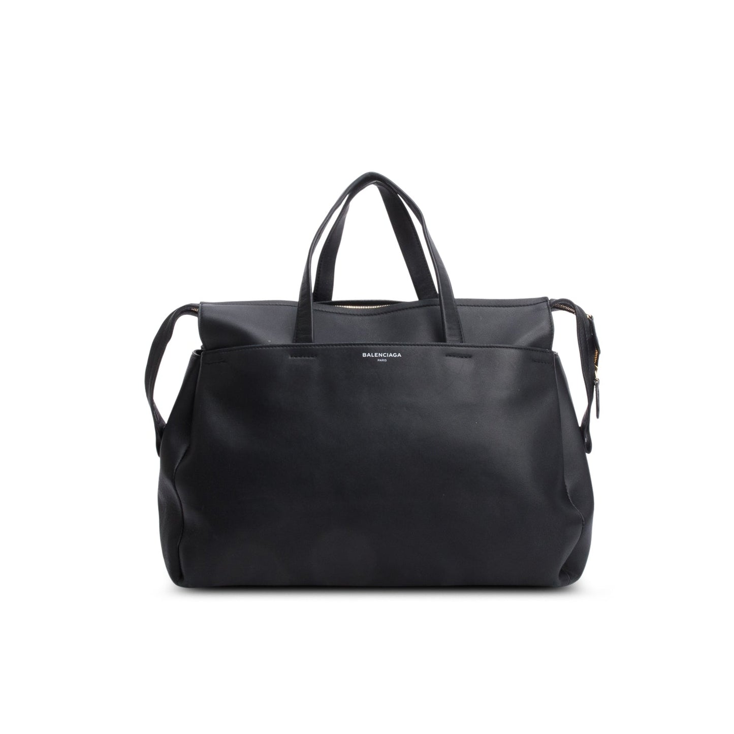 Balenciaga Lambskin Portfolio Sac Handle Bag Black Travel Bag