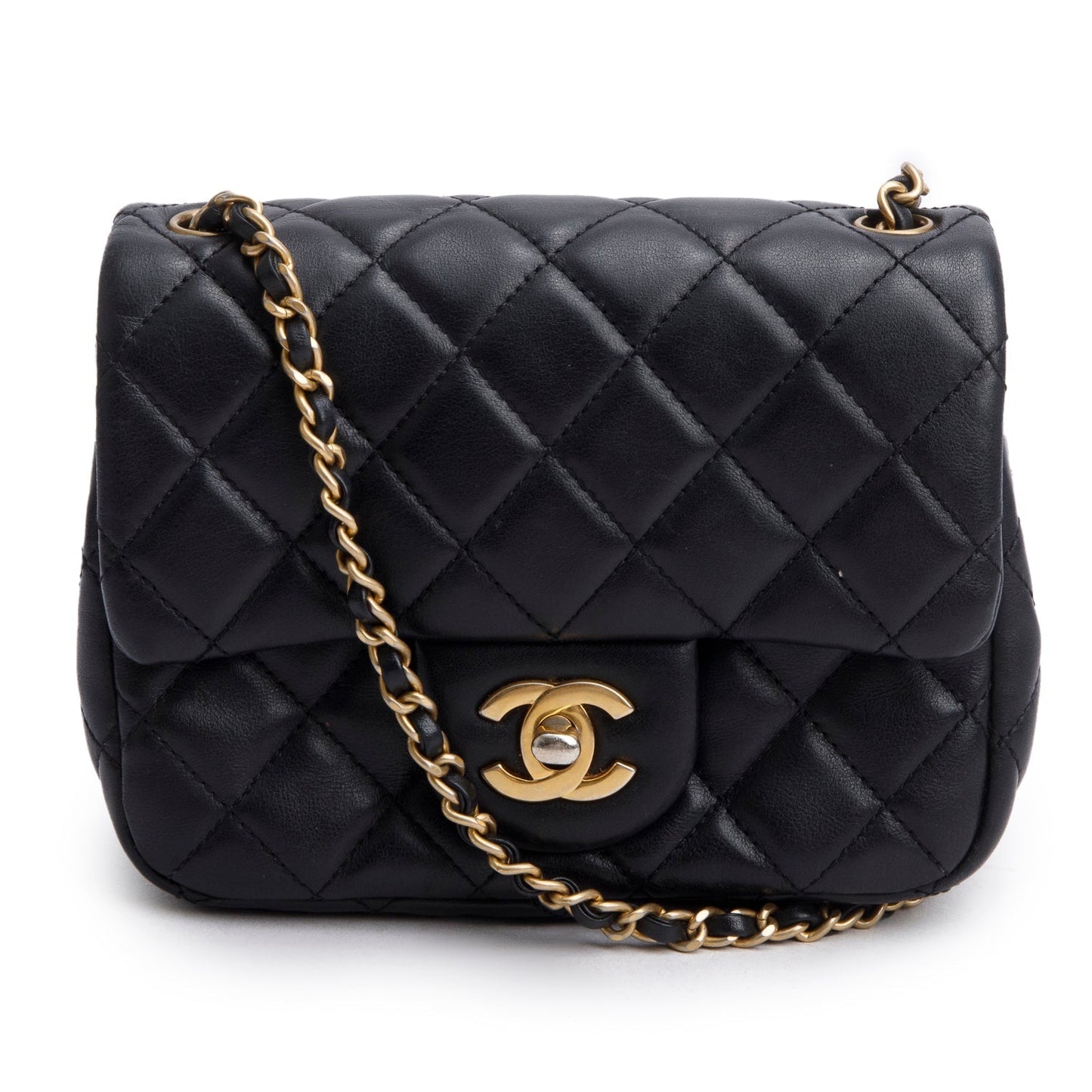 Chanel Romance Square Flap Lambskin Black Travel Bag