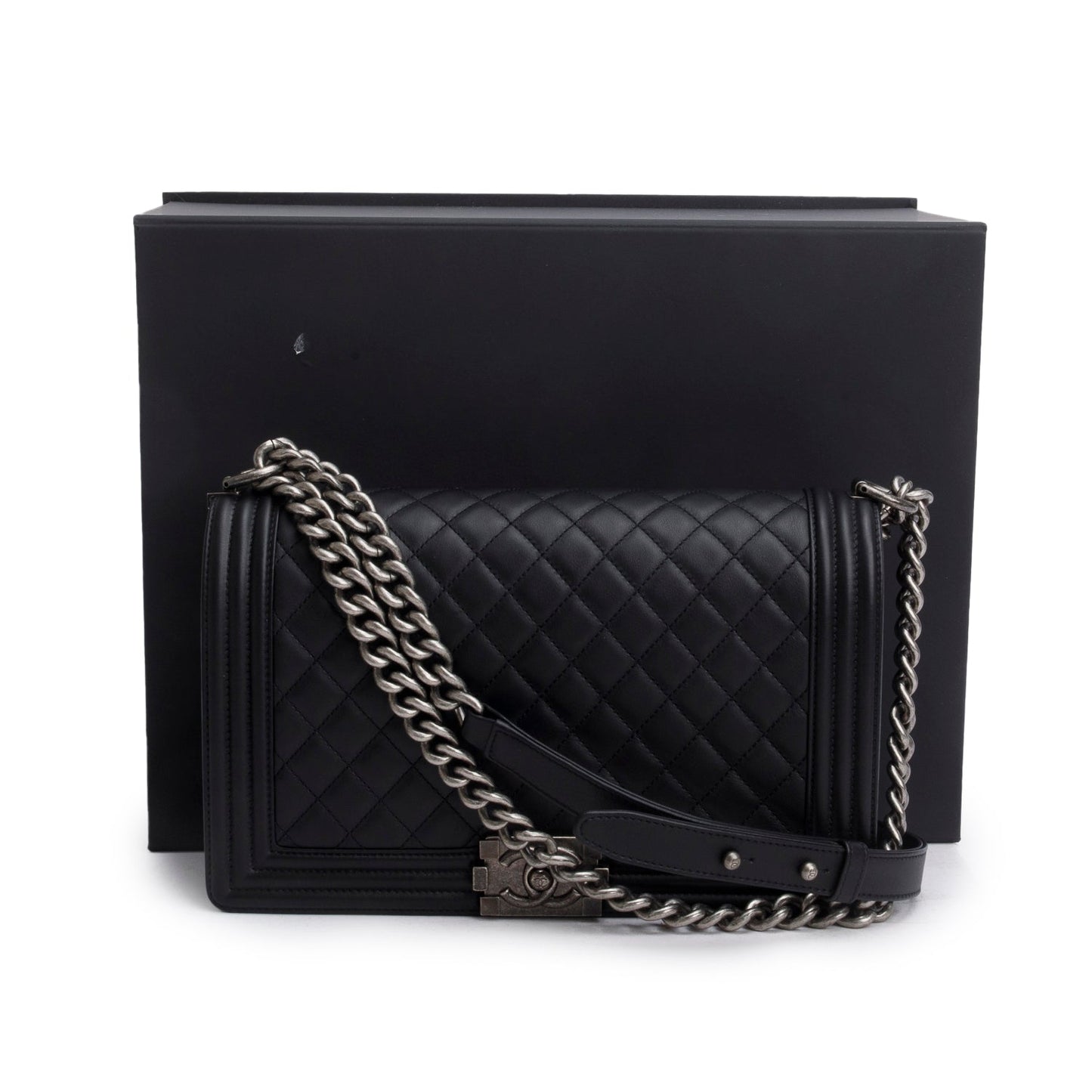 Chanel Quilted Boy Lambskin Black Travel Bag 4