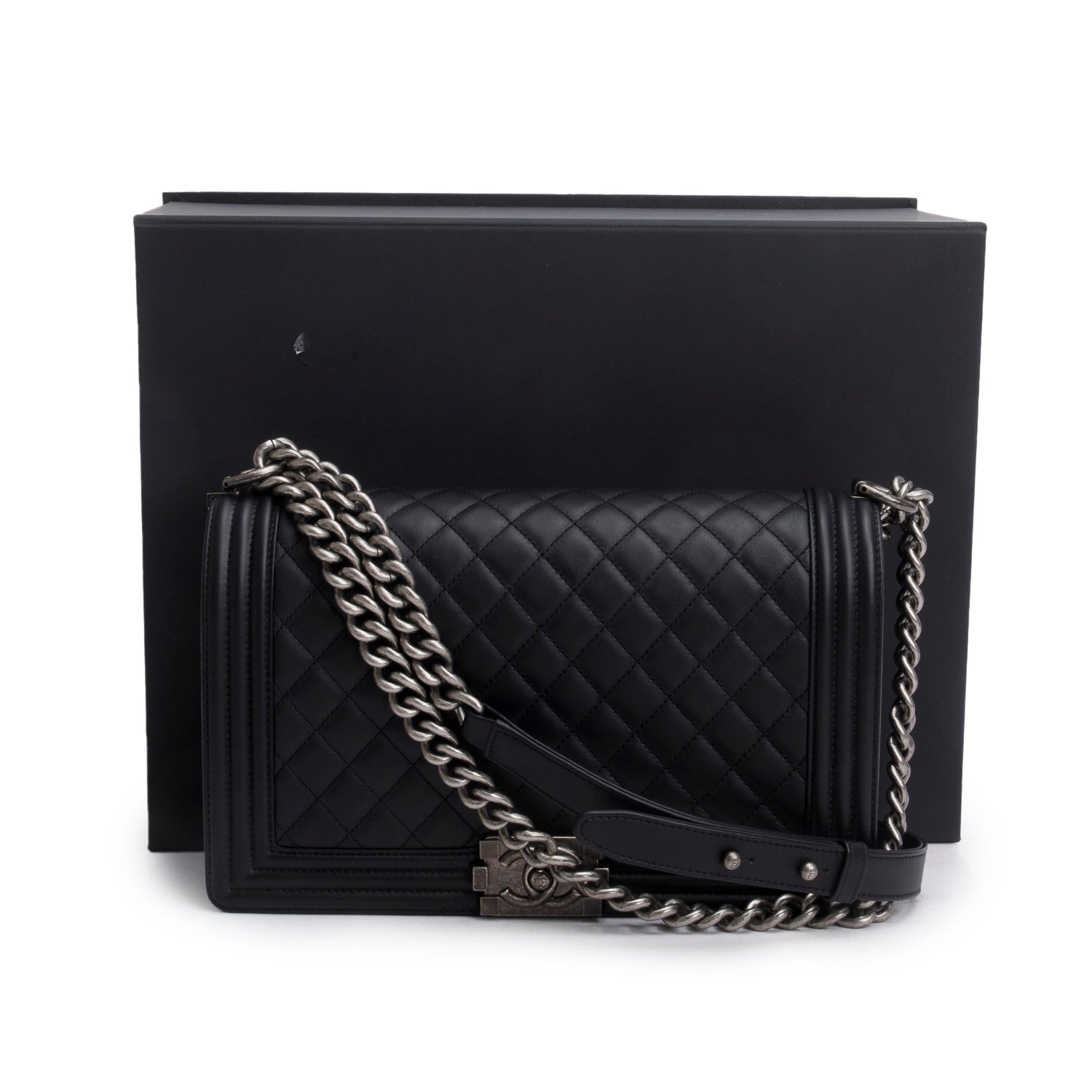 Chanel Quilted Boy Lambskin Black Travel Bag 4
