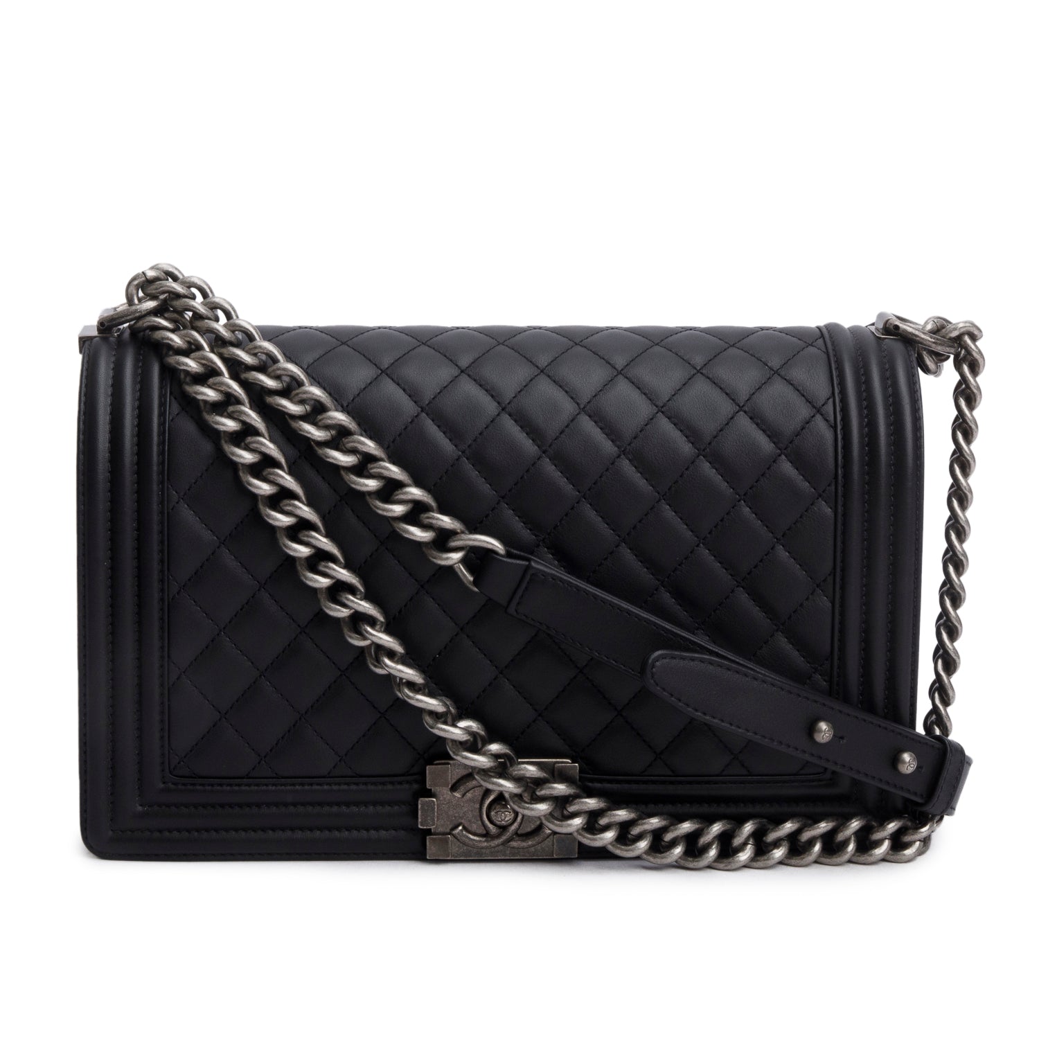 Chanel Quilted Boy Lambskin Black Travel Bag 4