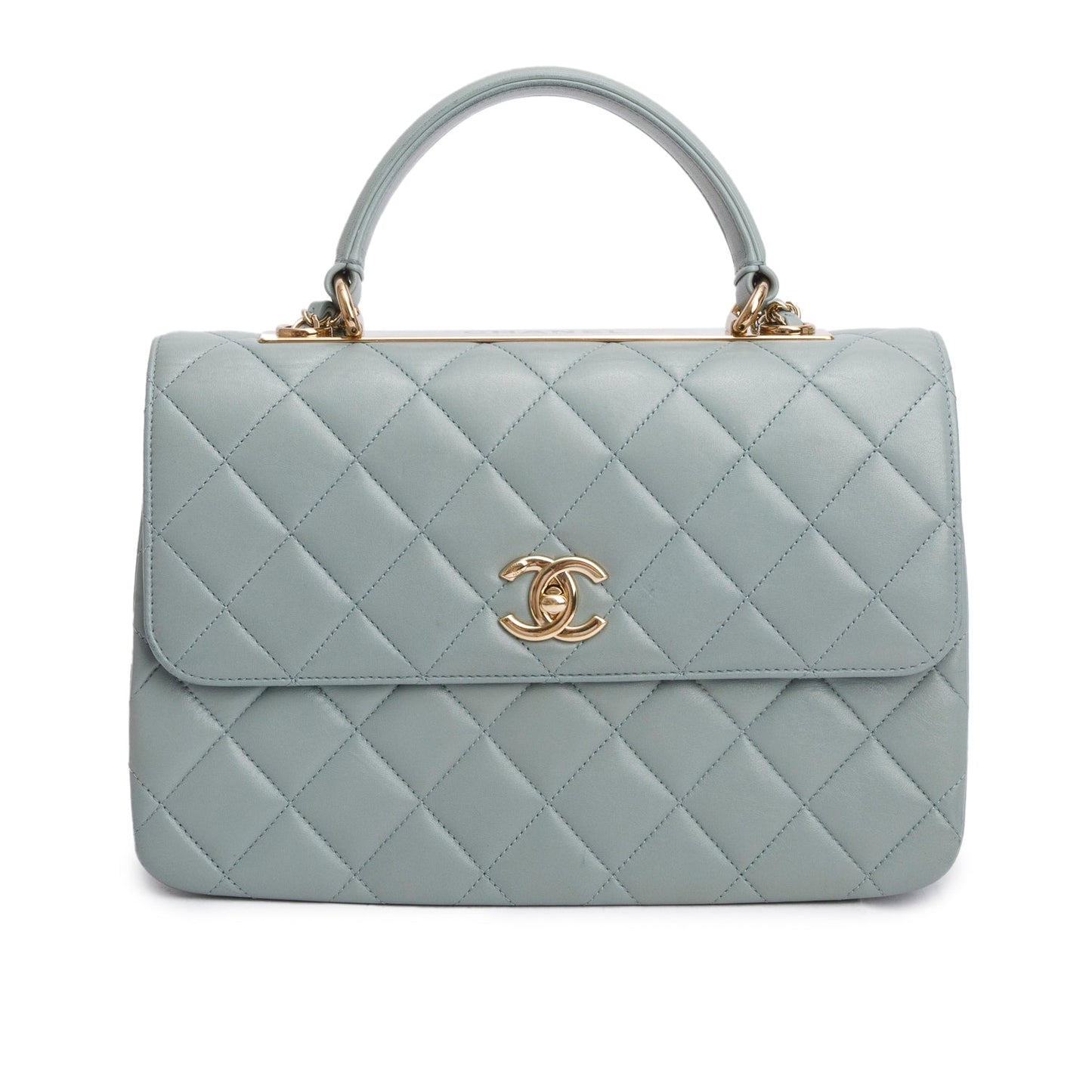 Chanel Quilted Trendy CC Dual Handle Lambskin Blue Travel Bag