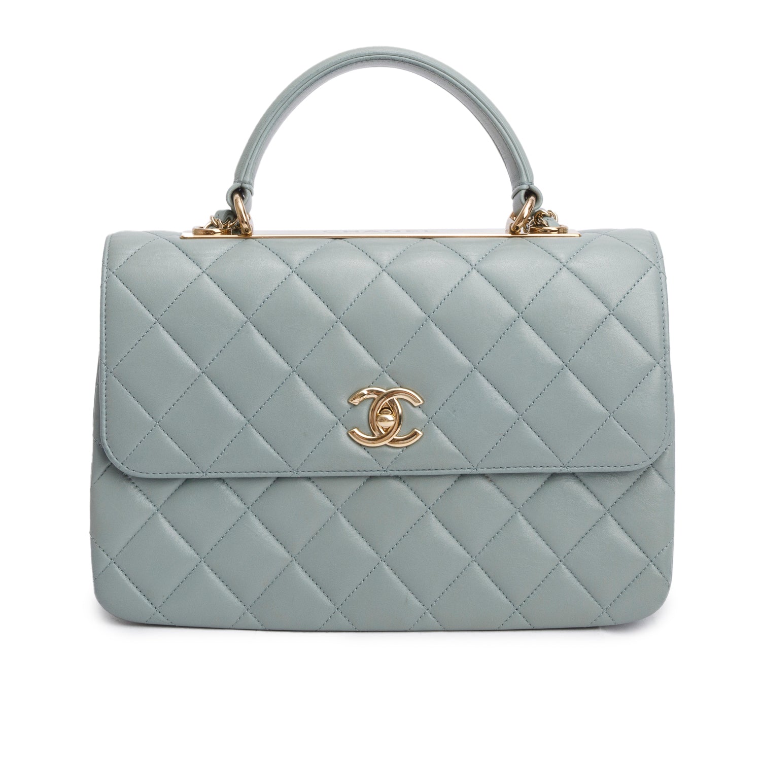 Chanel Quilted Trendy CC Dual Handle Lambskin Blue Travel Bag