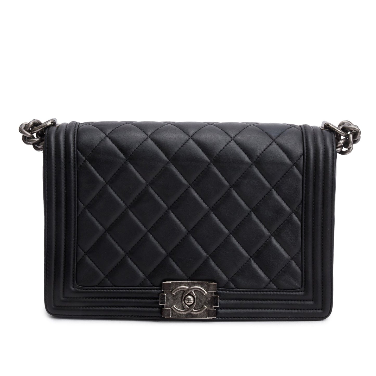 Chanel Quilted Boy Leather Lambskin Black Travel Bag 11