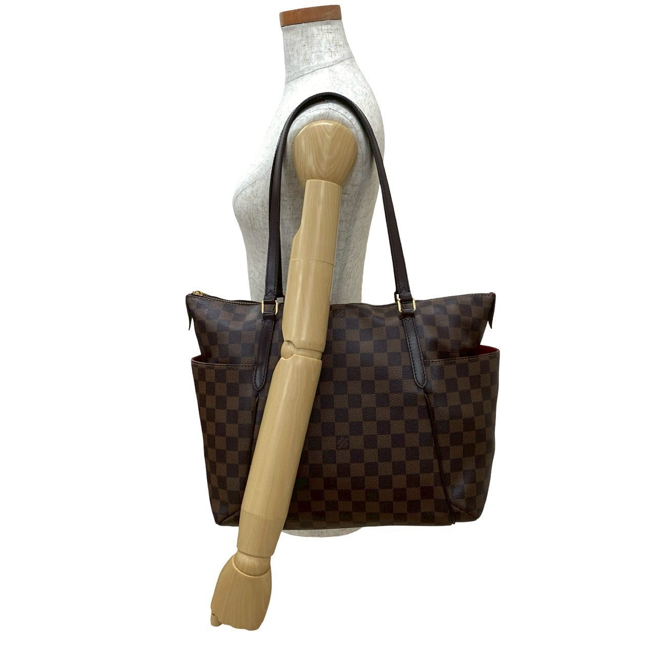Louis Vuitton Damier Totally MM Leather Brown Tote Bag