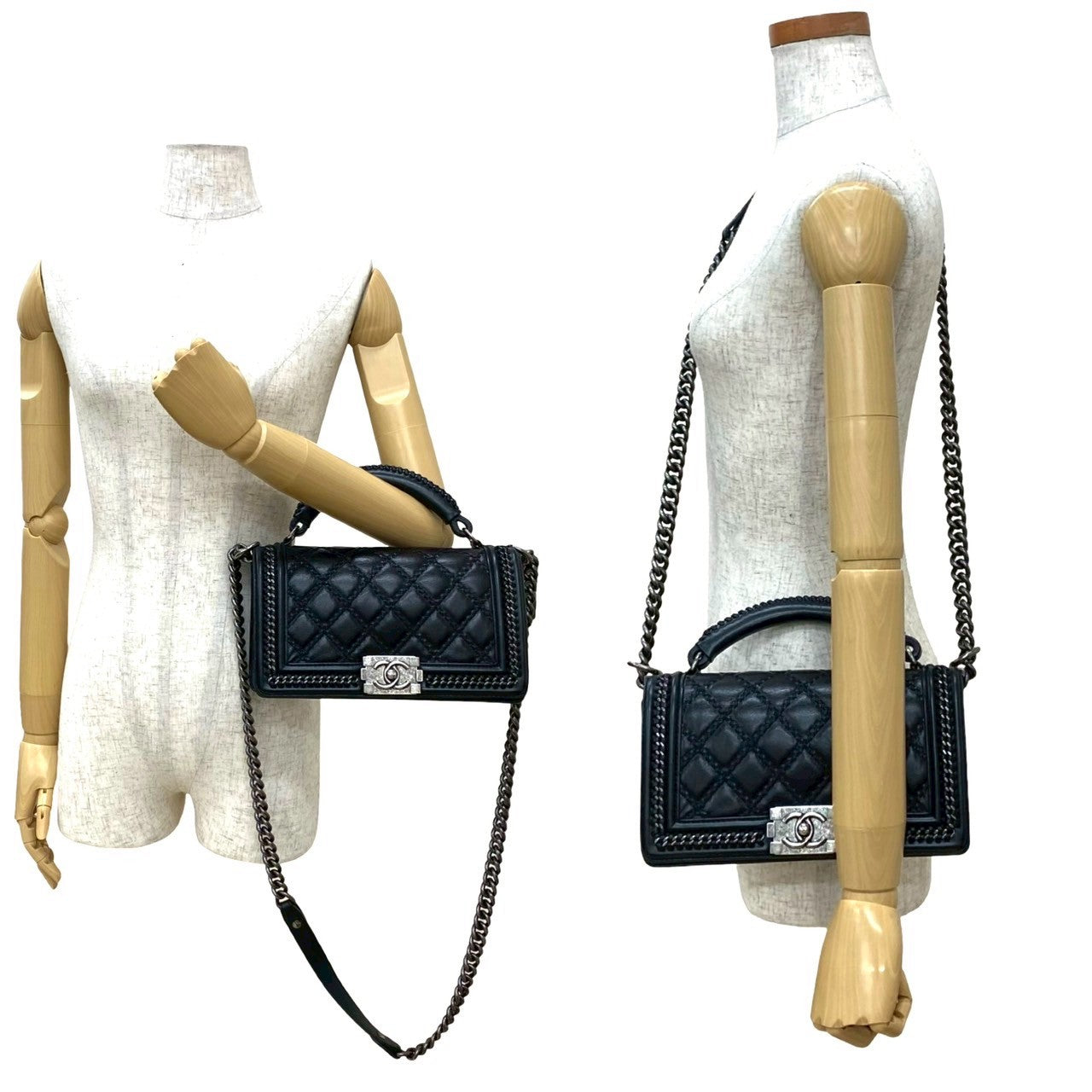 Chanel Boy Black Leather Shoulder Bag 3
