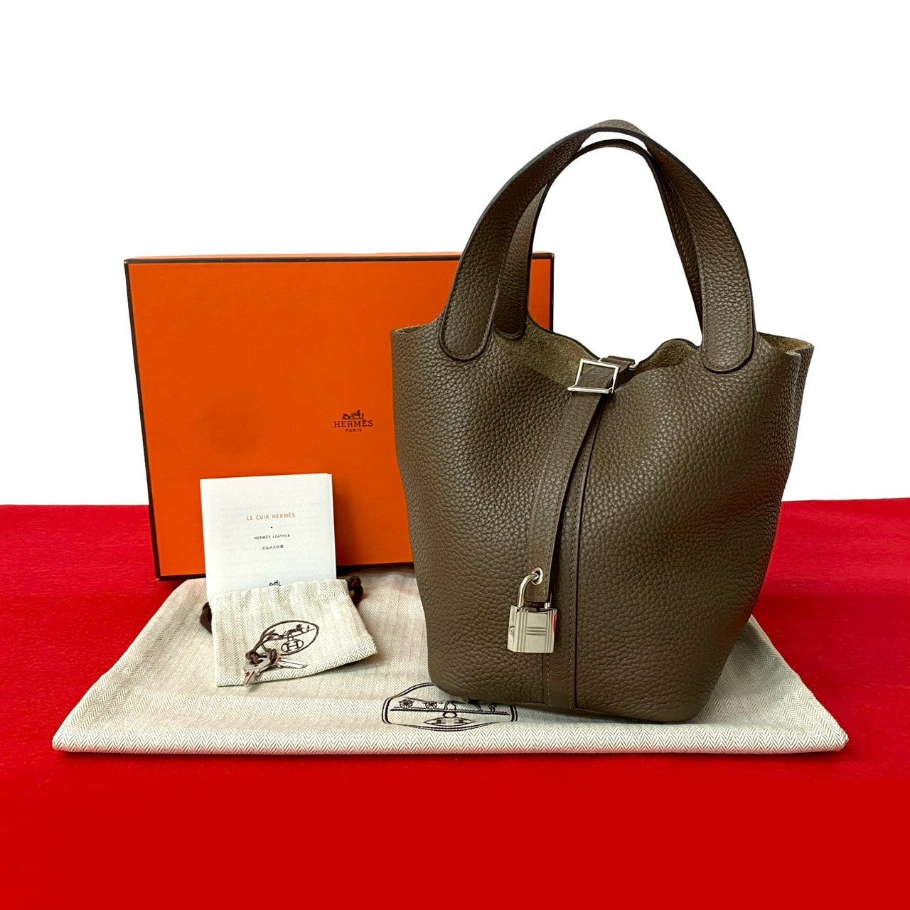 Taurillon Clemence Picotan Lock Pm Brown Travel Bag