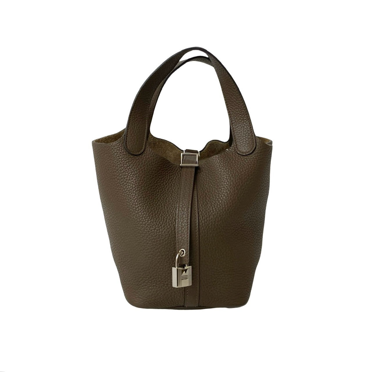 Hermes Handbag Taurillon Clemence Picotan Lock Pm Brown Travel Bag