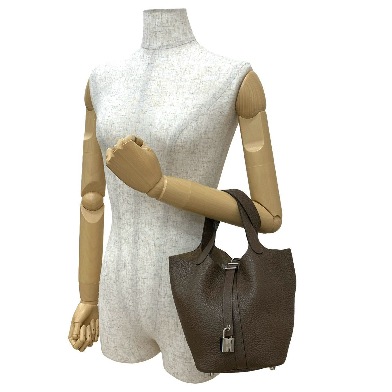 Taurillon Clemence Picotan Lock Pm Brown Travel Bag
