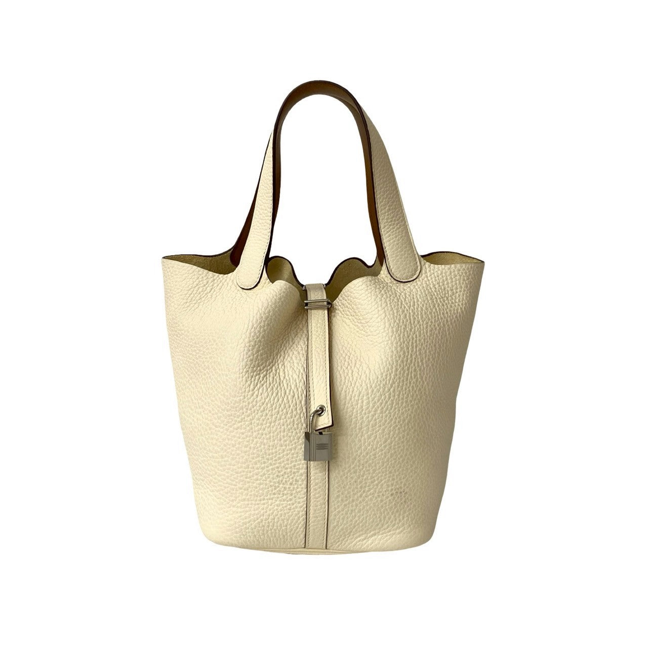 Taurillon Clemence Picotan Lock Mm White Travel Bag