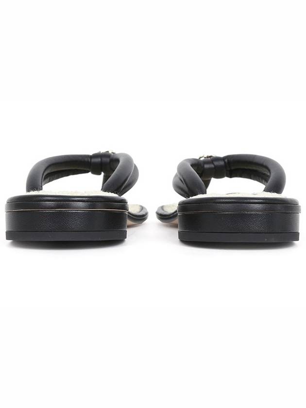 CC Logo Double String Flip Flops Black Chanel