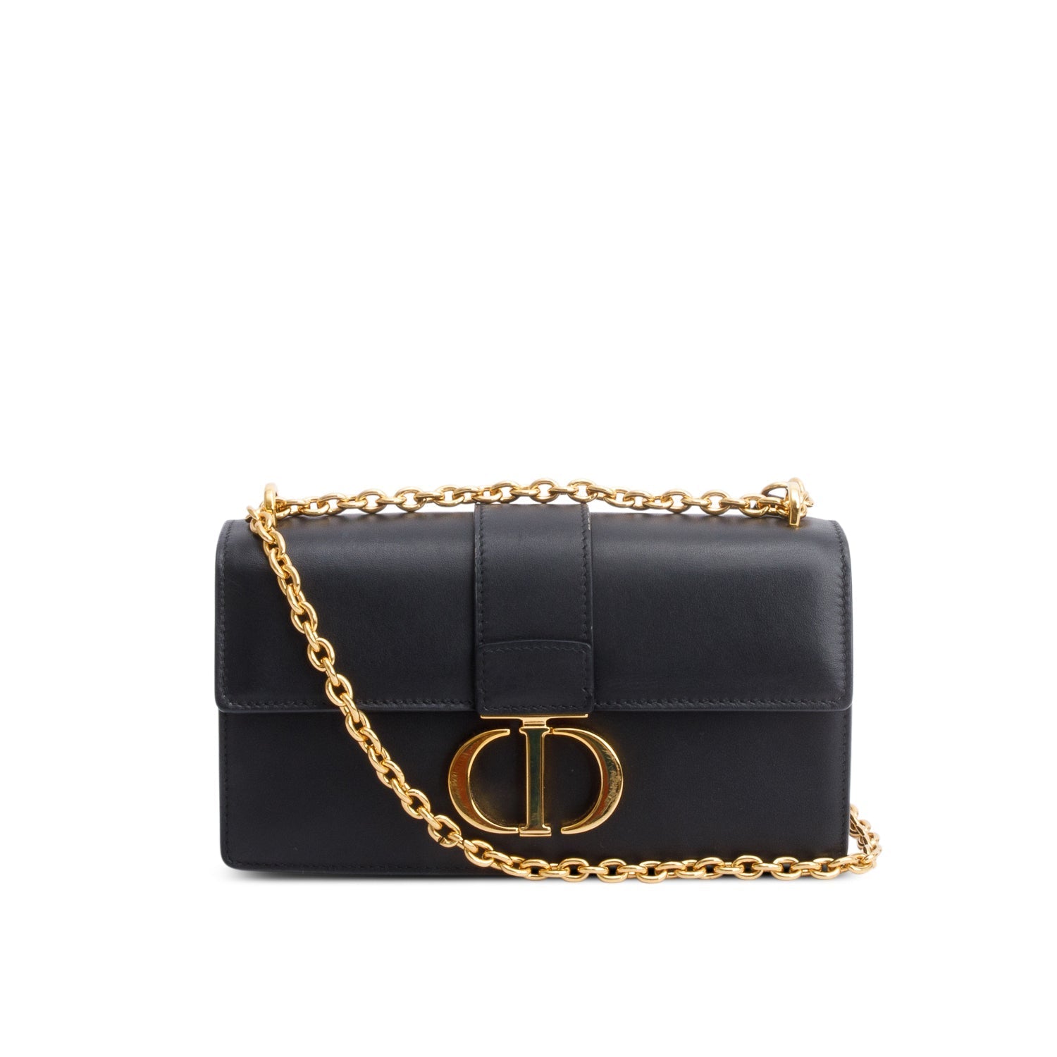 Dior Christian Calfskin Montaigne East West Bag Black Chain Travel Bag