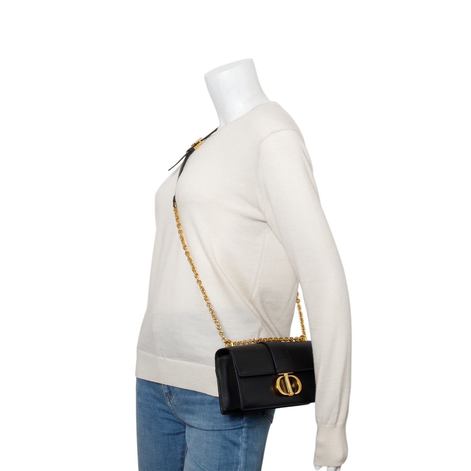 Dior Christian Calfskin Montaigne East West Bag Black Chain Travel Bag