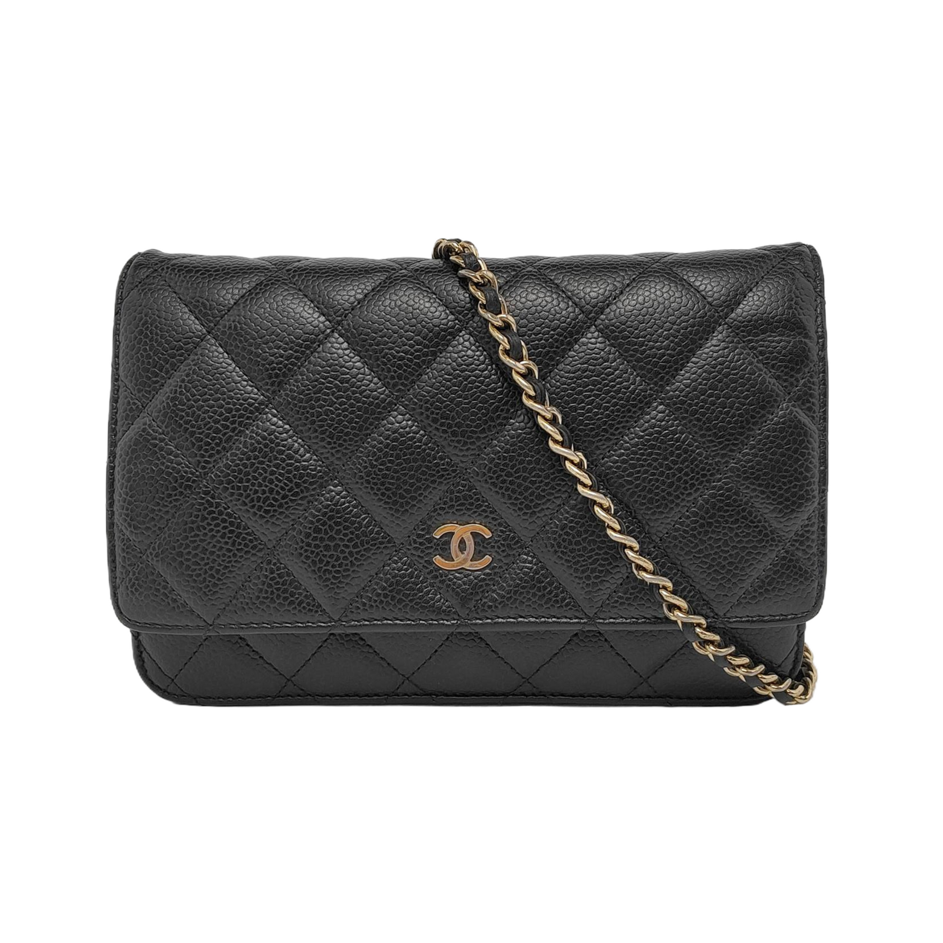 Chanel on Classic Flap Caviar Hardware Black Gold Leather Wallet Case Hardware 1