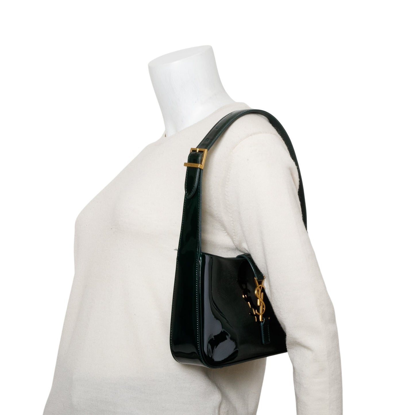 YSL Saint Laurent Patent Le Hobo Leather Green Shoulder Bag