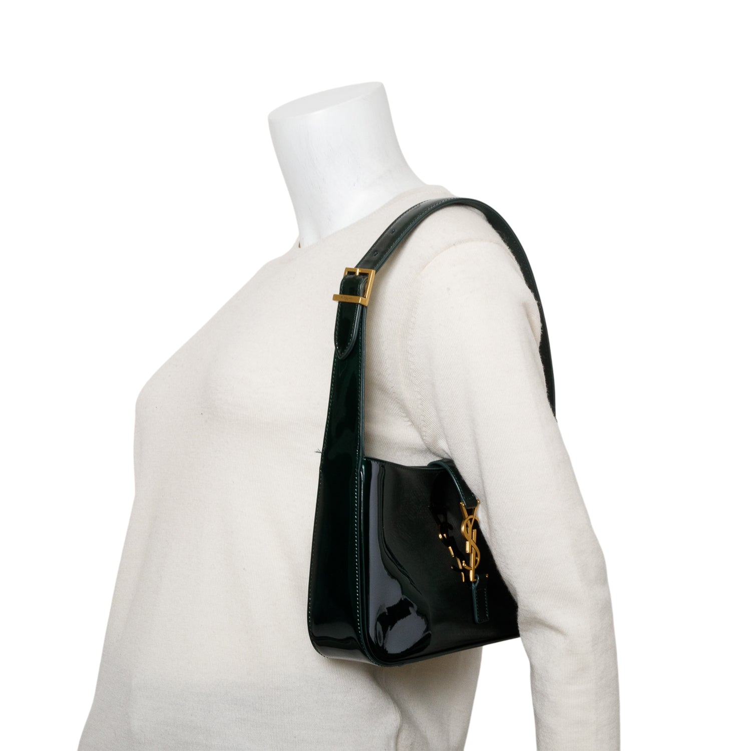YSL Saint Laurent Patent Le Hobo Leather Green Shoulder Bag